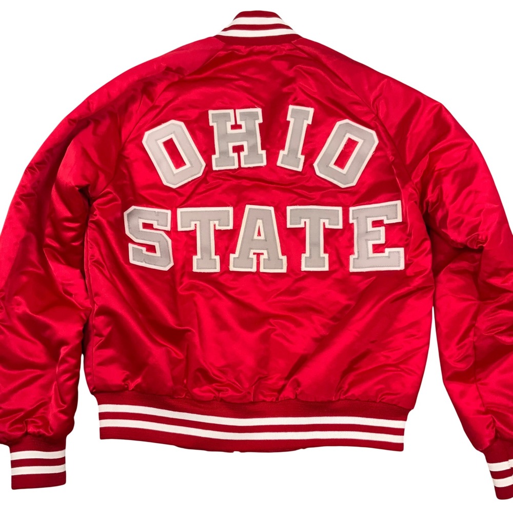Chalk Line Varsity Jacket Men S Red Ohio State Buckeyes NCAA 80s Satin USA VTG